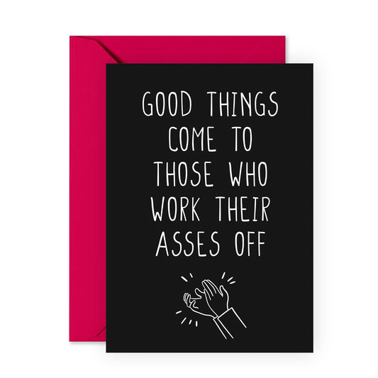 Well Done Card For Him Her - Work Their Ass Off Clap - Congratulation Card For Son Daughter Mom Dad - Good Job Greeting Card For Men Women - Comes With Stickers