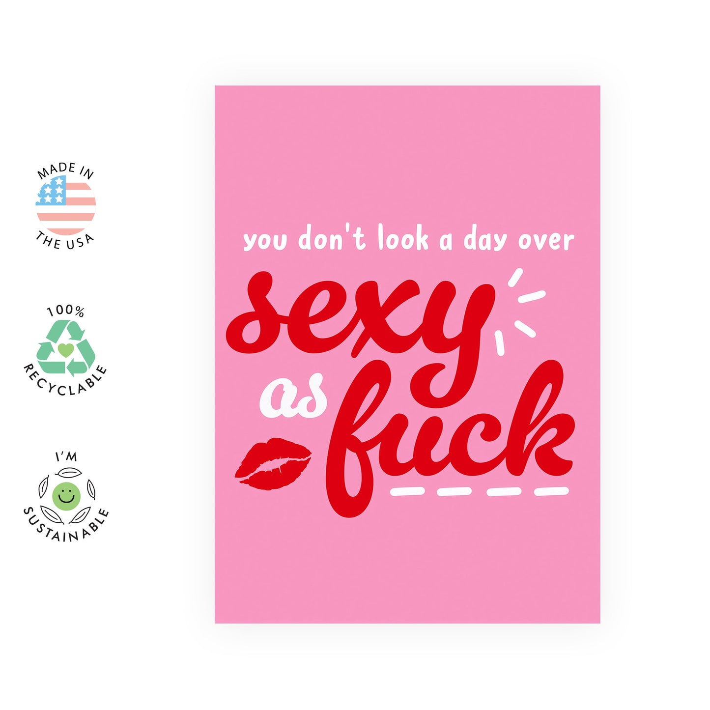Girlfriend Birthday Cards - You Don't Look A Day Over, Sexy - Fiance Birthday Card for Her - Wife Birthday Card Funny - Comes With Fun Stickers
