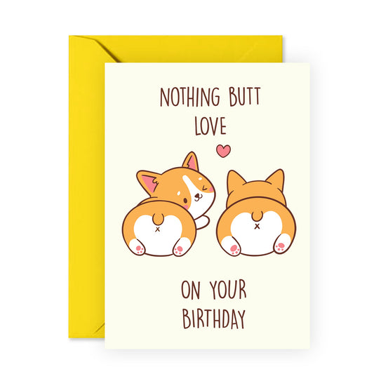 Sausage Dog Birthday Card for Him Her - Corgi Love - Happy Birthday Card for Mom Dad Son Daughter - Gifts For Men Women - Comes With Fun Stickers