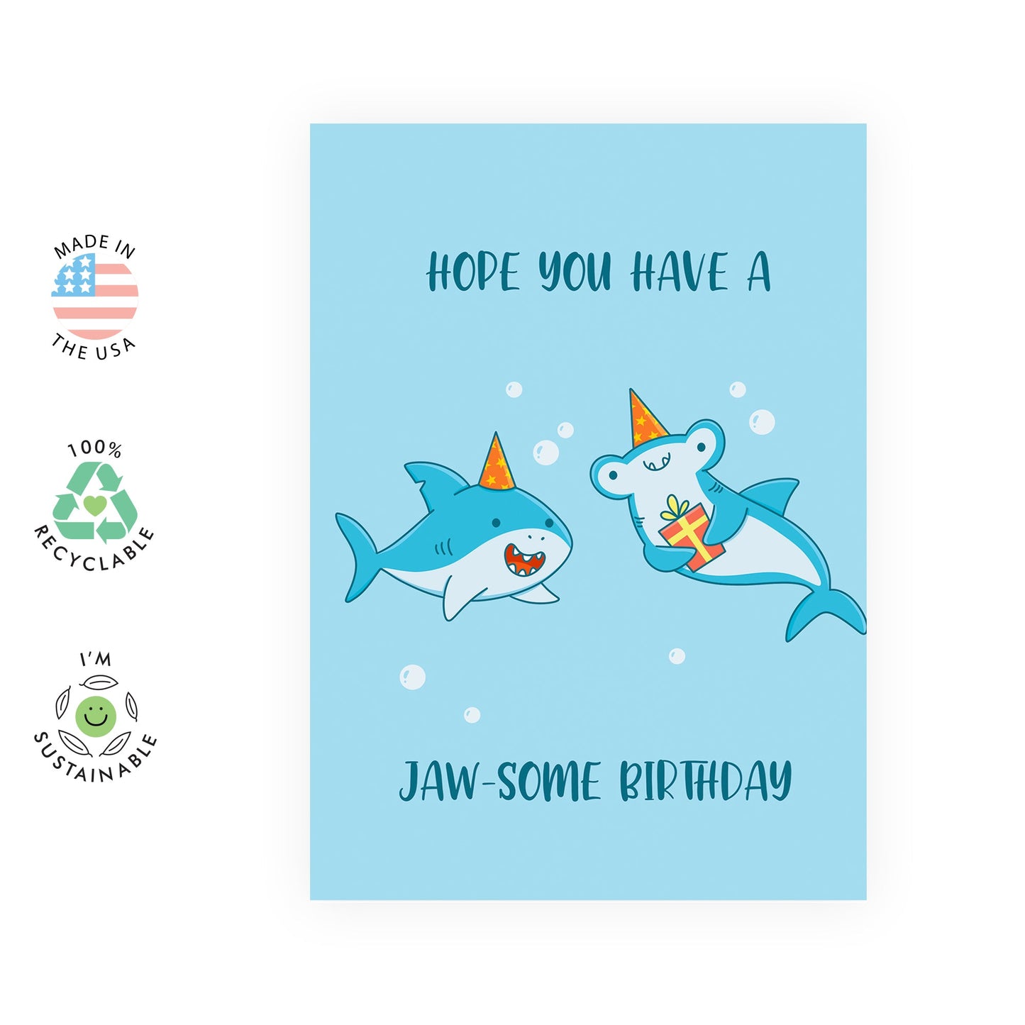Birthday Card Son Daughter - Shark- Birthday Cards Men Women - Birthday Greeting Cards - Brother Sister Birthday Cards Dad Mom - Comes With Stickers