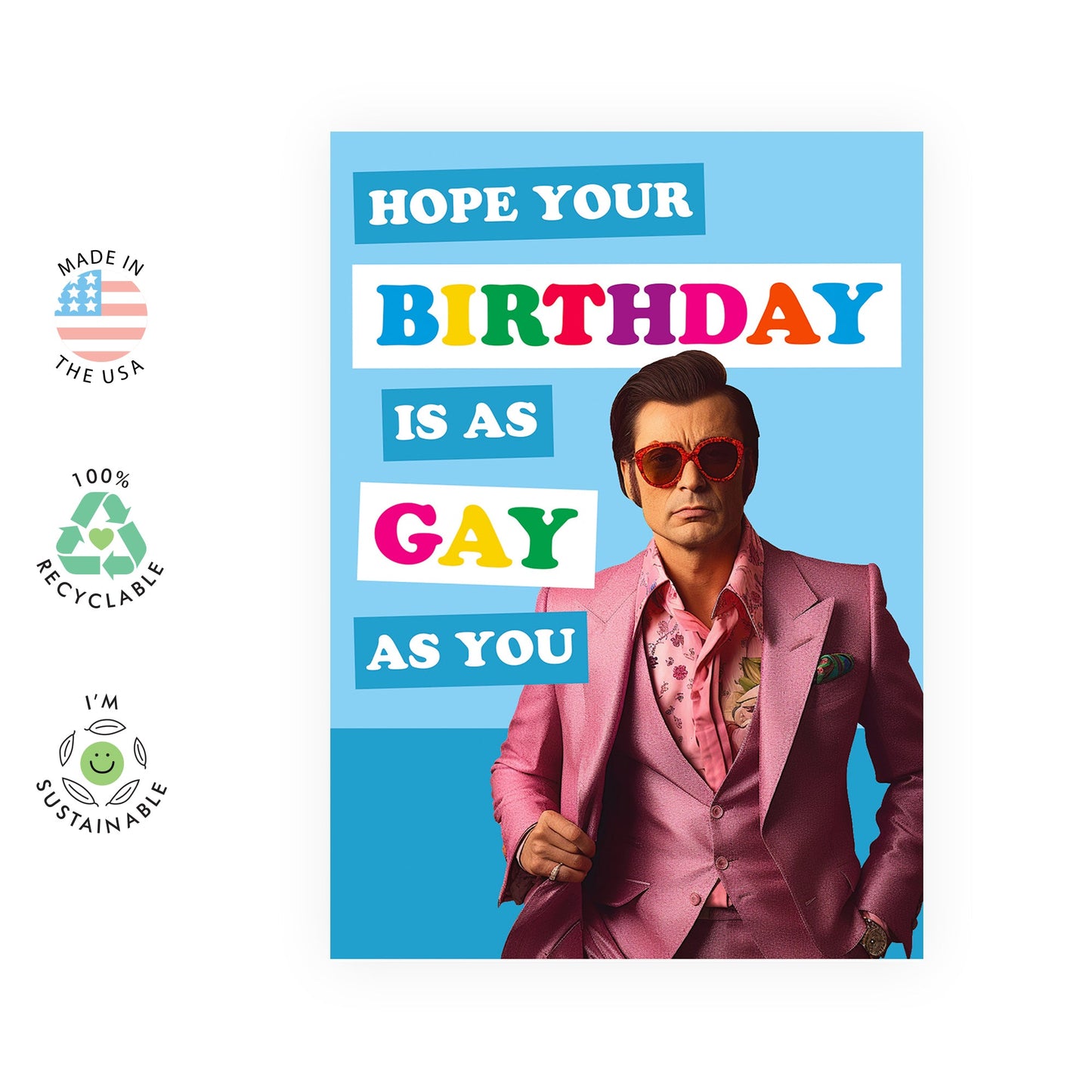 Birthday Cards For Men Women Lesbian Gay - Funny Gay Birthday Card - Sarcasm Humor - Gifts For Him Her They - Comes With Fun Stickers