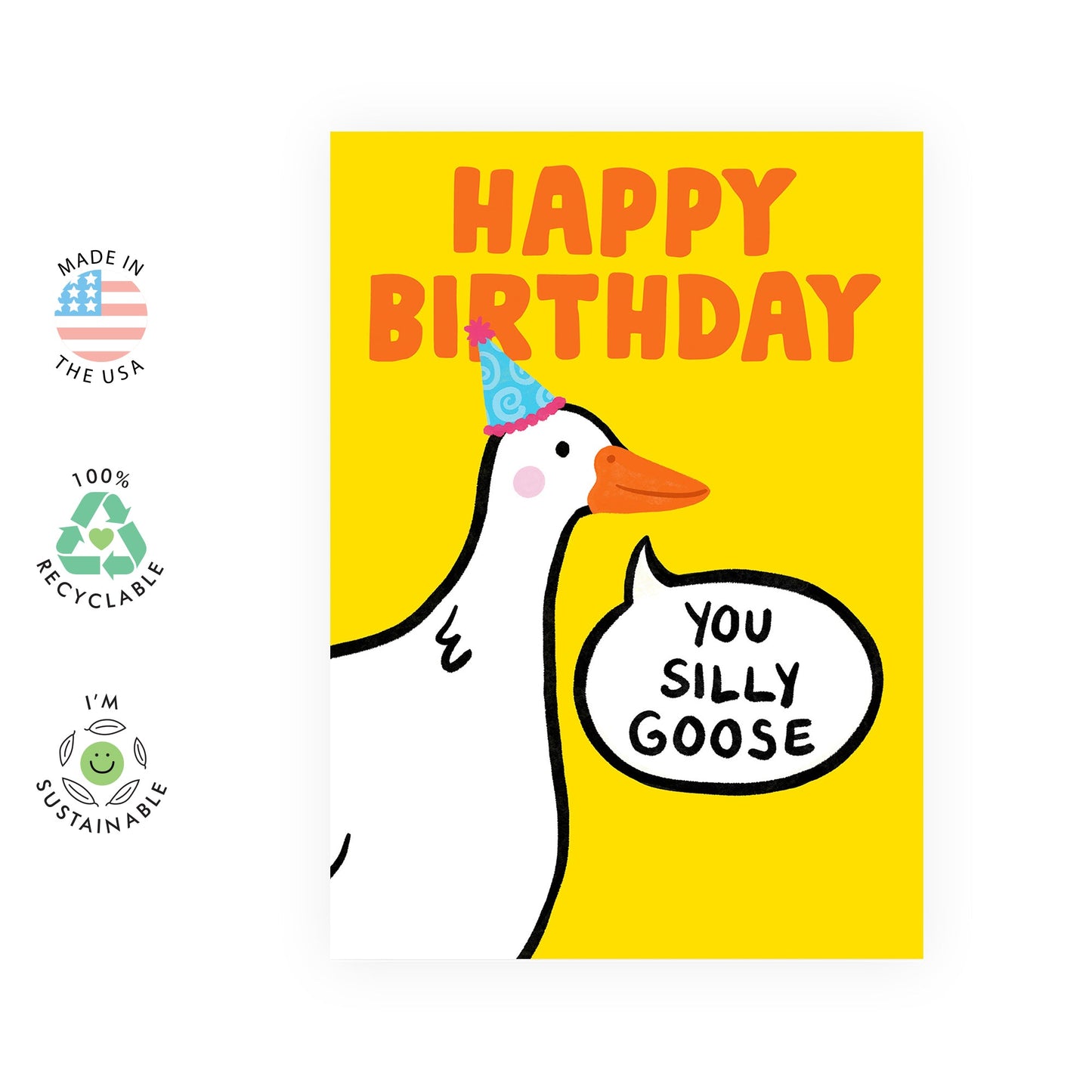 Happy Birthday Card For Friend - Silly Goose - Funny Greeting Cards For Son Daughter Nephew Niece - Humorous Gifts For Men And Women - Comes With Stickers