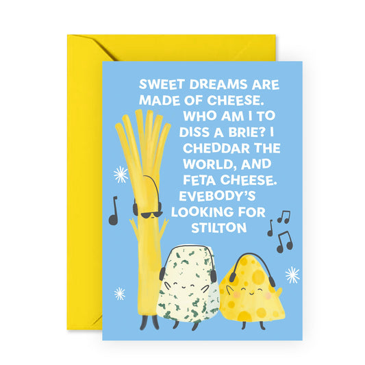 Cheesy Birthday Cards Funny - Sweet Cheesy Dreams Who Am I To Diss A Brie - Cheese Puns Jokes Greeting Cards - Gifts For Best Friends Sister Daughter - Comes With Fun Stickers
