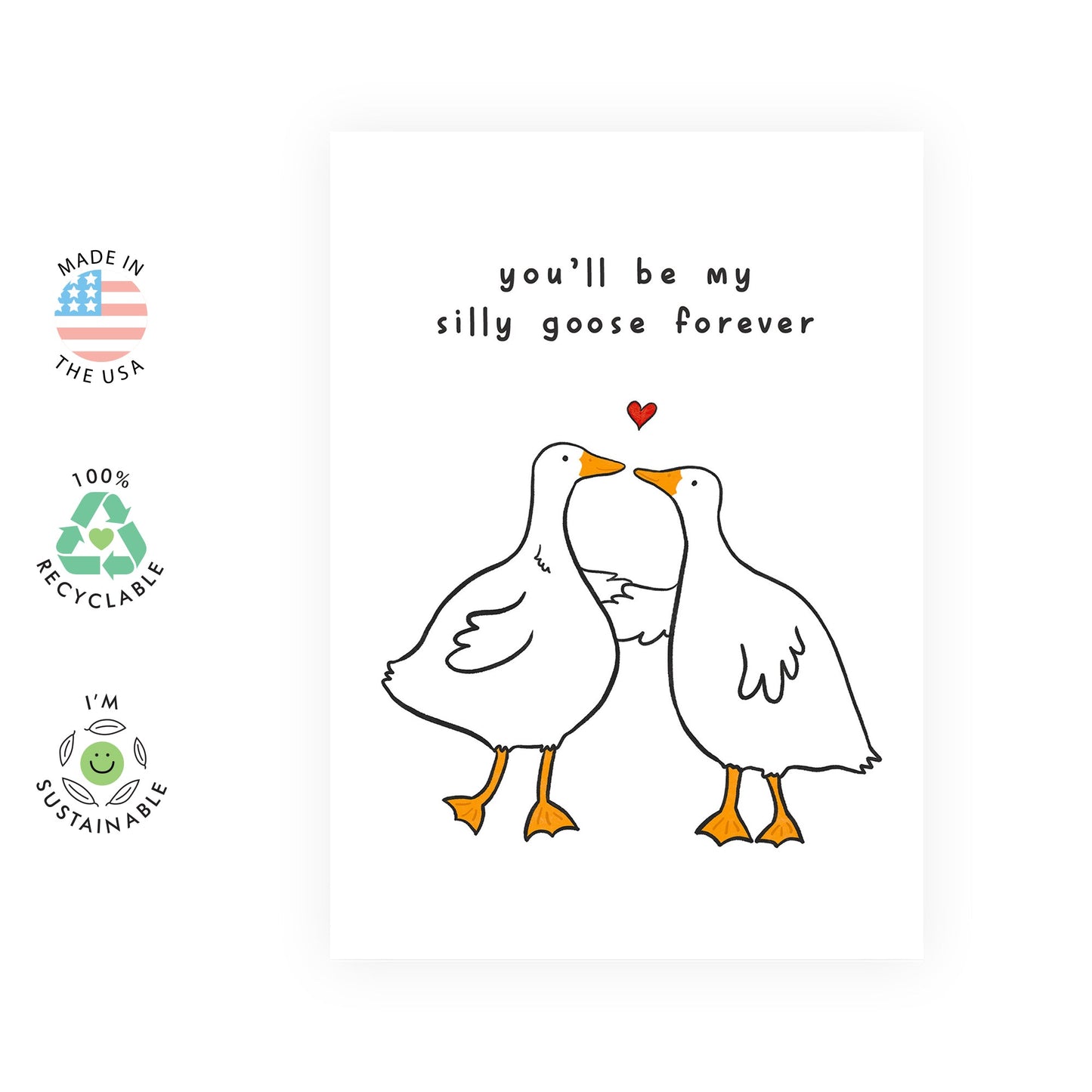 Anniversary Card For Partner Husband Wife - You'll Always Be My Silly Goose - Happy Valentines Day Cards For Girlfriend Boyfriend - Comes With Fun Stickers