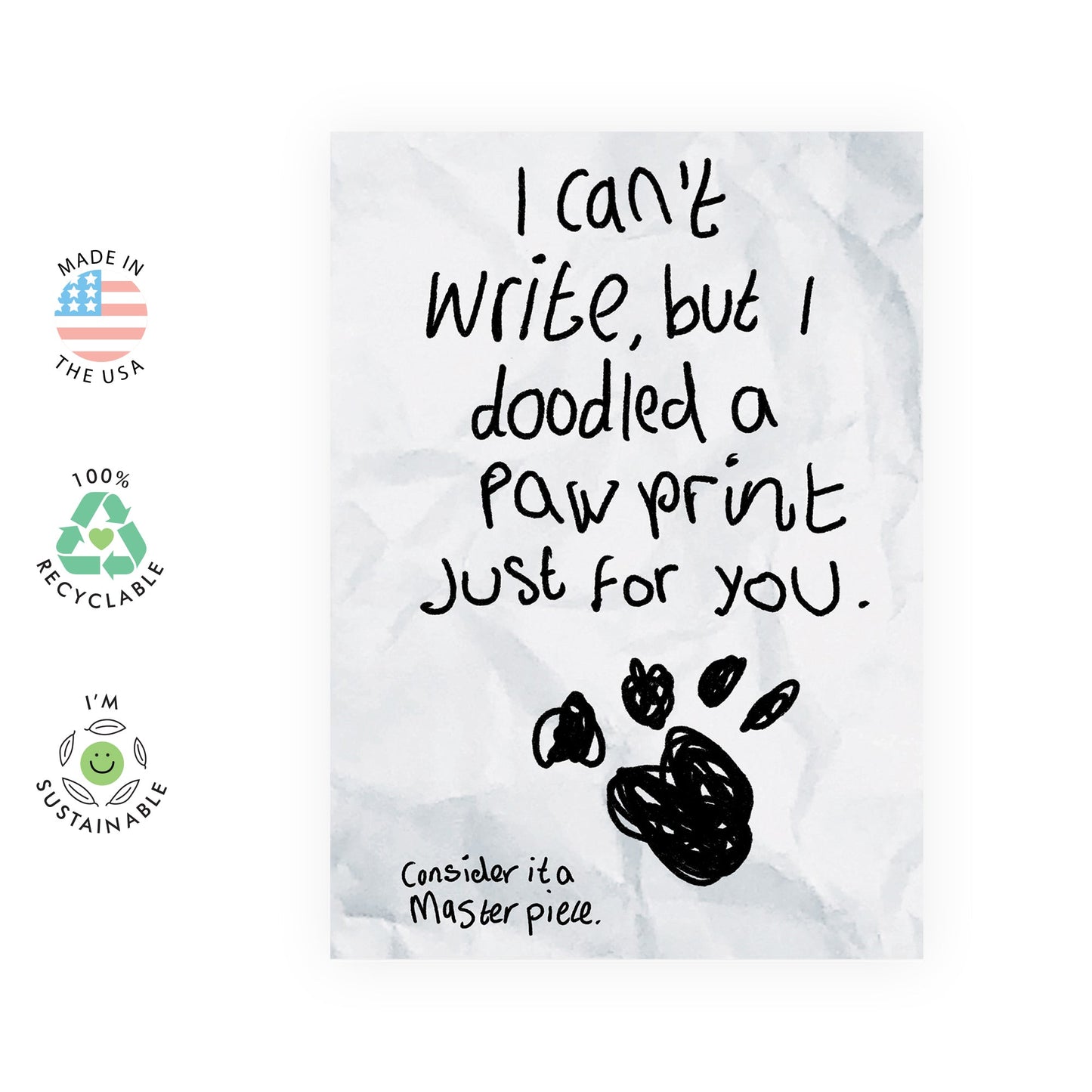 Greeting Cards From Dog - Sweet Dog Birthday Card For Fur Mom Dad Pet Owner - Doodled A Paw Print Just For You - Funny Gifts From Fur Baby - Comes With Stickers