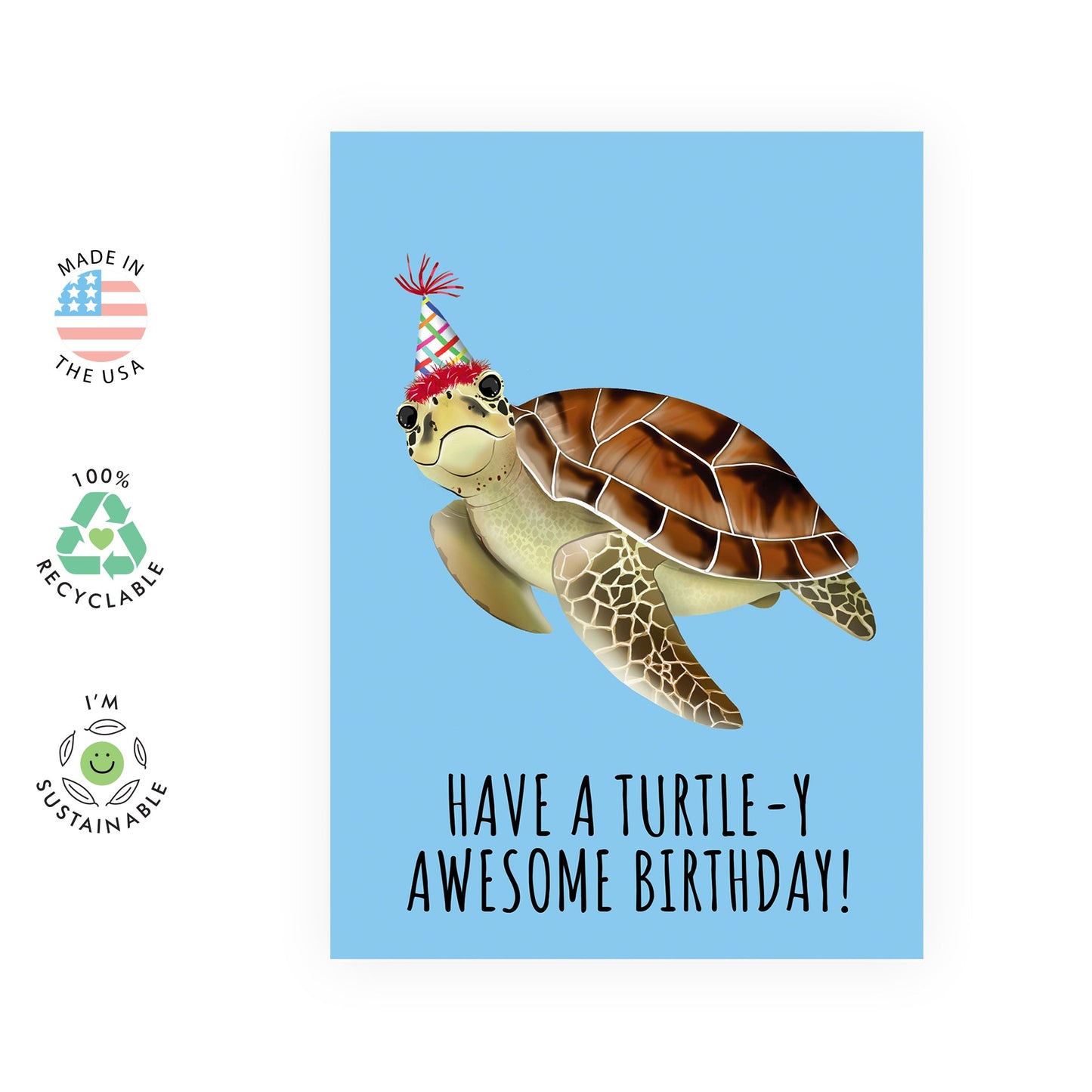 Happy Birthday Card For Men Women - Turtle-y Awesome Birthday - Sweet Greeting Cards For Her Him - Gifts For Mom Dad Sister - Comes With Fun Stickers