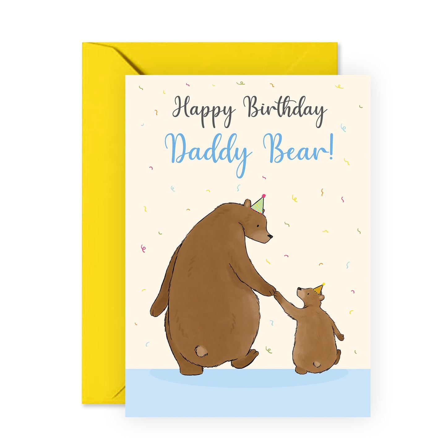 Dad Birthday Card For Men - Happy Birthday Daddy Bear - Bear Birthday Cards For Pop Papa Father - Greeting Cards For Him From Son Daughter Wife - Comes With Fun Stickers