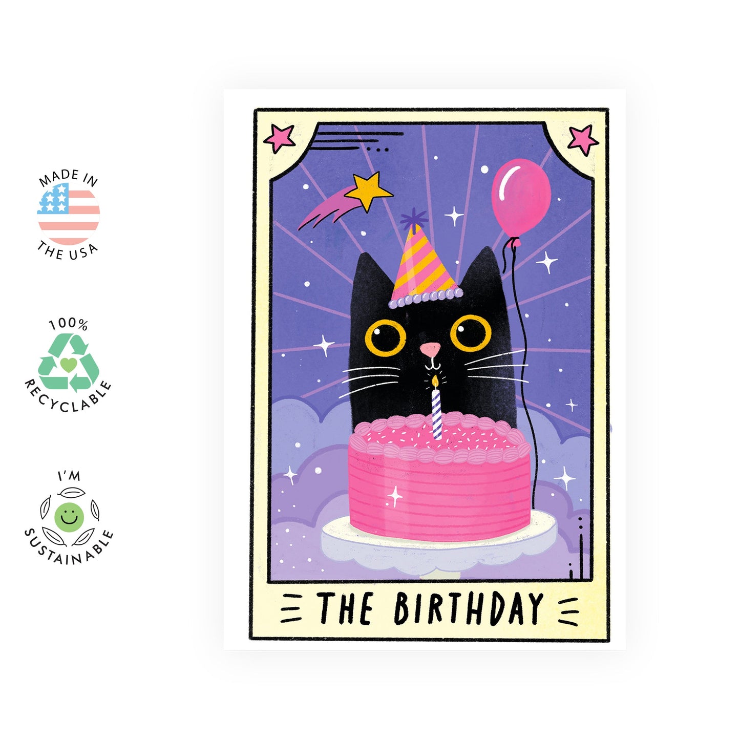 Birthday Card Teens - The Birthday Cat Tarot Card - Daughter Greeting Cards For - Pretty Granddaughter Gifts - Niece Birthday Card - From Mom Dad - Comes With Fun Stickers