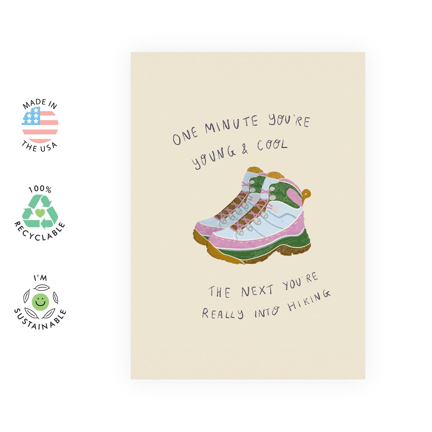 Funny Birthday Cards For Men Women - One Minute You're Into Hiking - Girlfriend Birthday Card For Her - Funny Wife Birthday Cards - Gifts For Her Him They - Comes With Fun Stickers