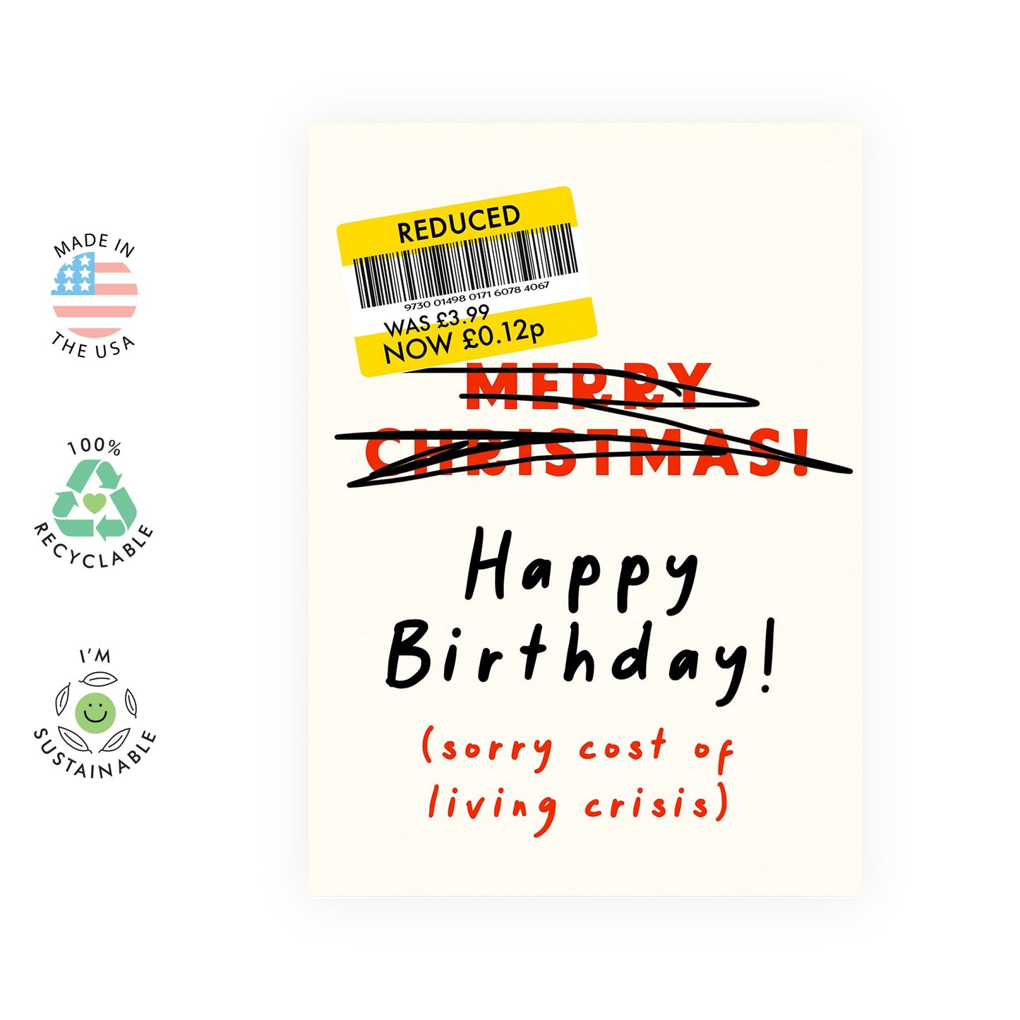 Greeting Cards Birthday For Men Women - Cost Of Living Crisis - Funny Birthday Card For Mom Dad Sister Brother - Gifts For Him Her Friends - Comes With Stickers