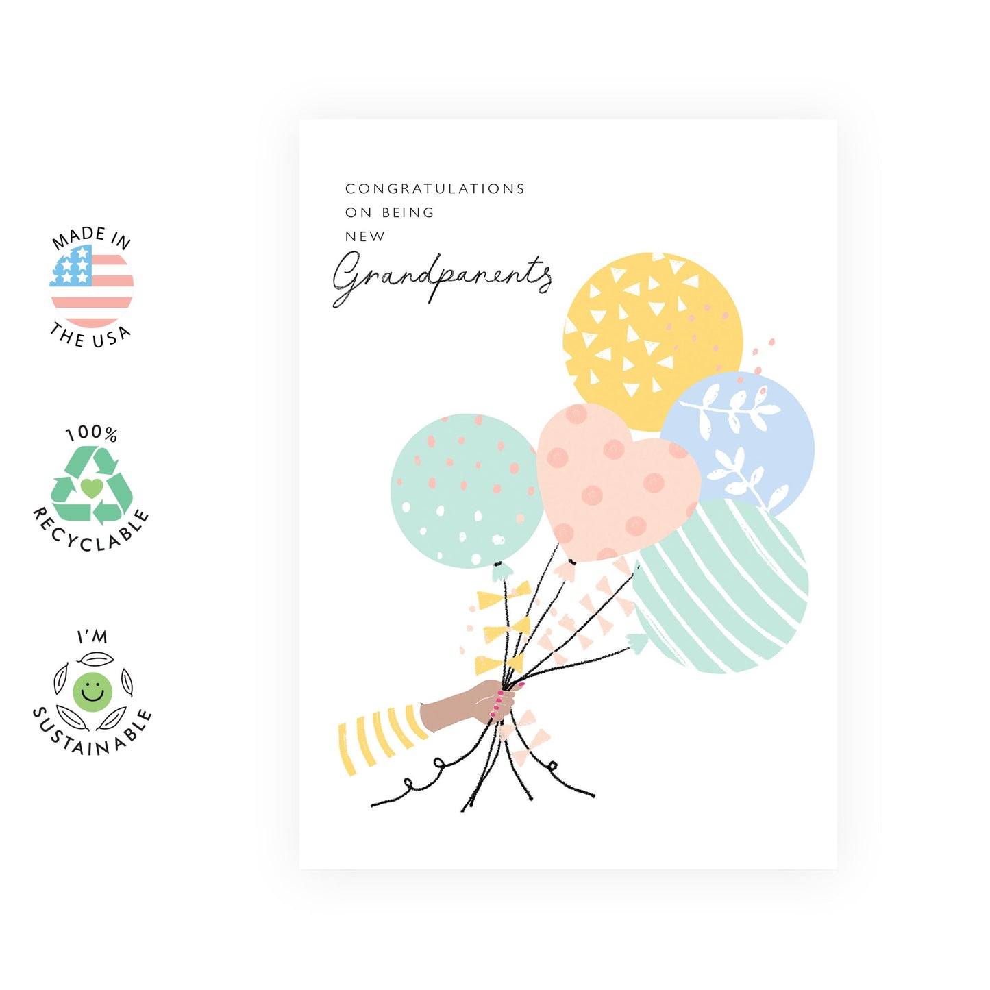 New Baby Card For New Grandparents - Congratulations Card New Baby Boy Or Girl - Baby Shower Card Gender Neutral - Pregnancy Announcement - Comes With Stickers