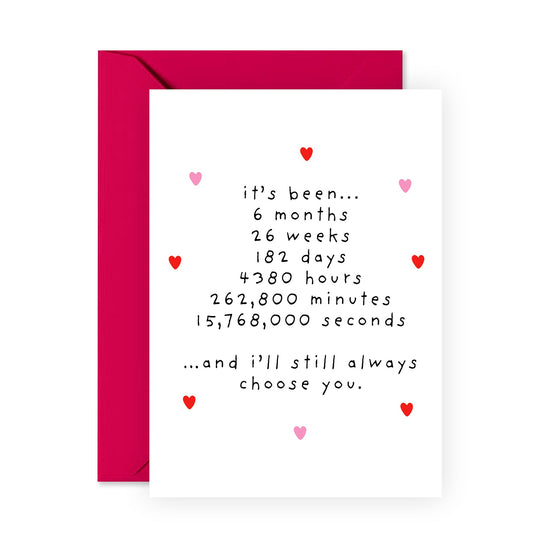 6th Month Anniversary Card For Boyfriend Girlfriend - Happy Anniversary Cards For Couple - Half Year 6 Months For Wife Husband Partner Fiance - Love Gifts - Comes With Stickers