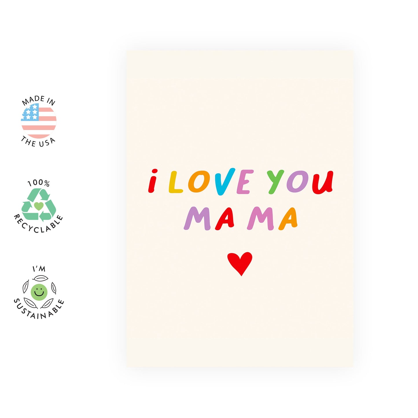 I Love You Card For Mom - I Love You Mama - Mothers Day Card From Daughter Son - Mom Birthday Card - Sweet Gifts For Her Mommy Mum - Comes With Fun Stickers