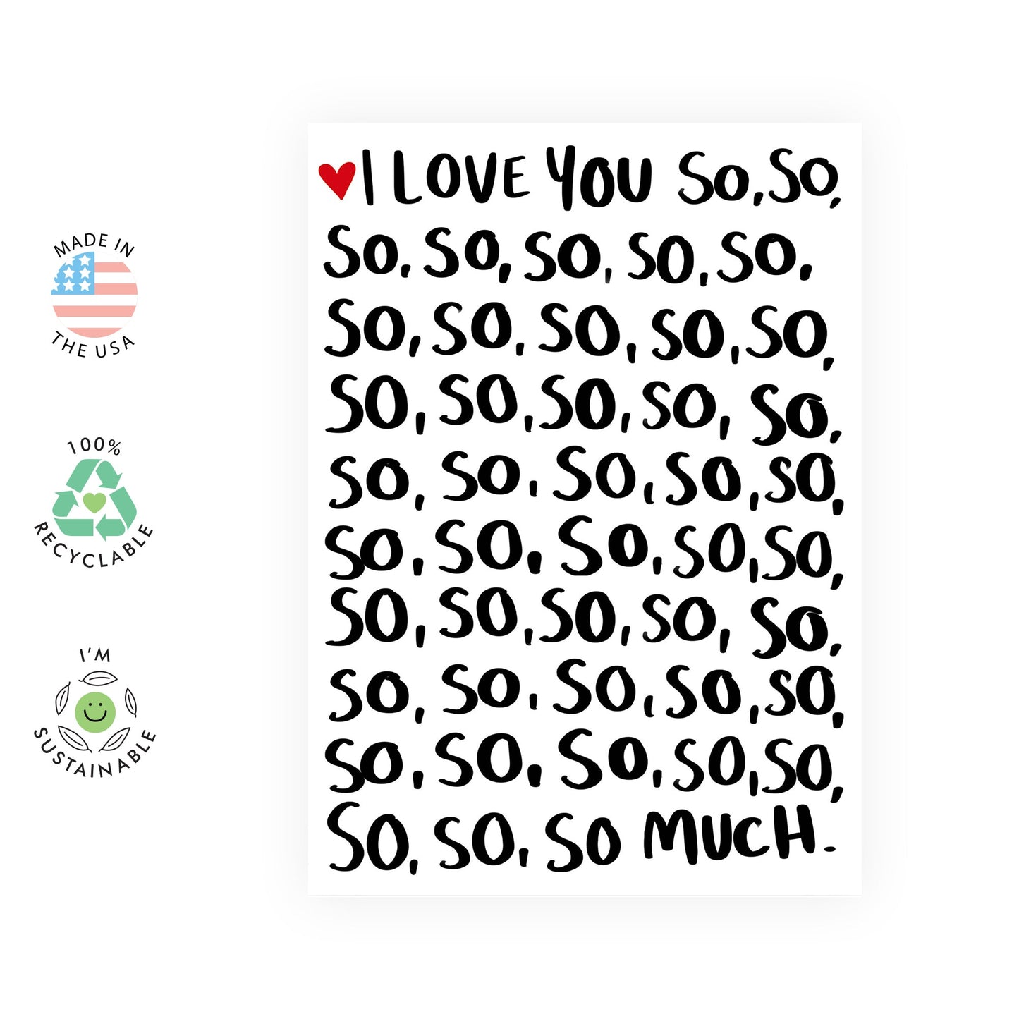 I Love You Card - I Love You So Much Card For Boyfriend Girlfriend - Love Cards For Valentines Day For Husband Wife - I Love You Gifts For Her Him Couple - Comes With Fun Stickers