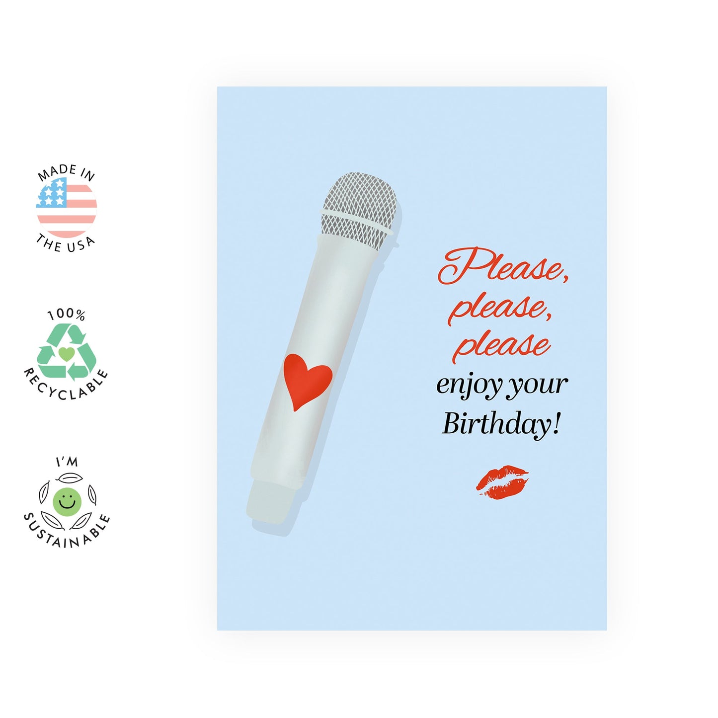 Pop Star Birthday Card - 'Sabrina C Mic' - Gifts for Her, Women, Bestie, Best Friend, Sister, Colleague - Please Enjoy Your Day - Comes with Fun Stickers