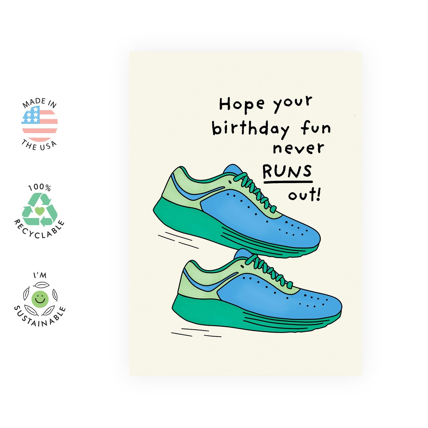 Birthday Card Running Shoes - 'Birthday Fun Run' - Gifts for Him, Guys, Bro, Friend, Colleagues, Brother - Keep The Fun Running - Comes with Fun Stickers