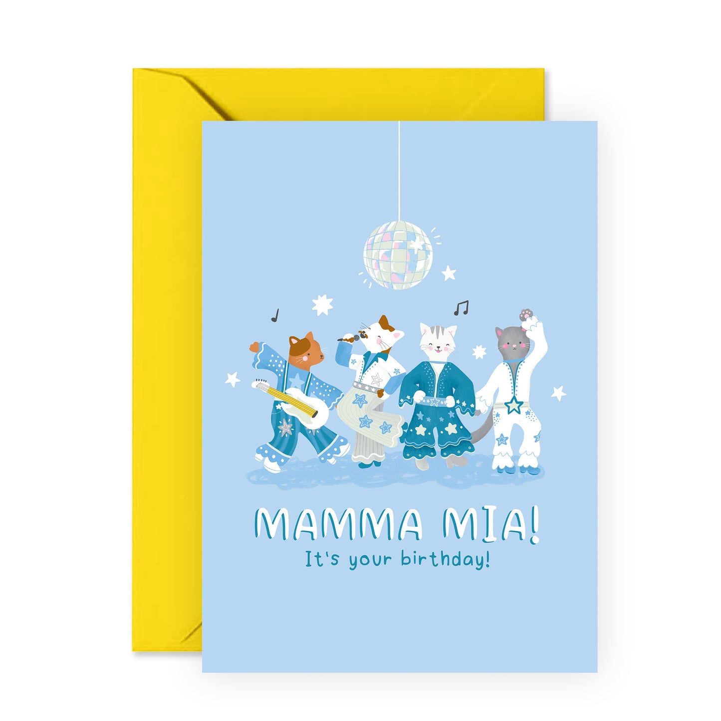 Cute Disco Birthday Card - 'Mamma Mia It's Your Birthday' - Gifts for Women, Her, BFF, Besties, Sister, Aunts, Mom, Cousin - Dancing - Comes with Fun Stickers
