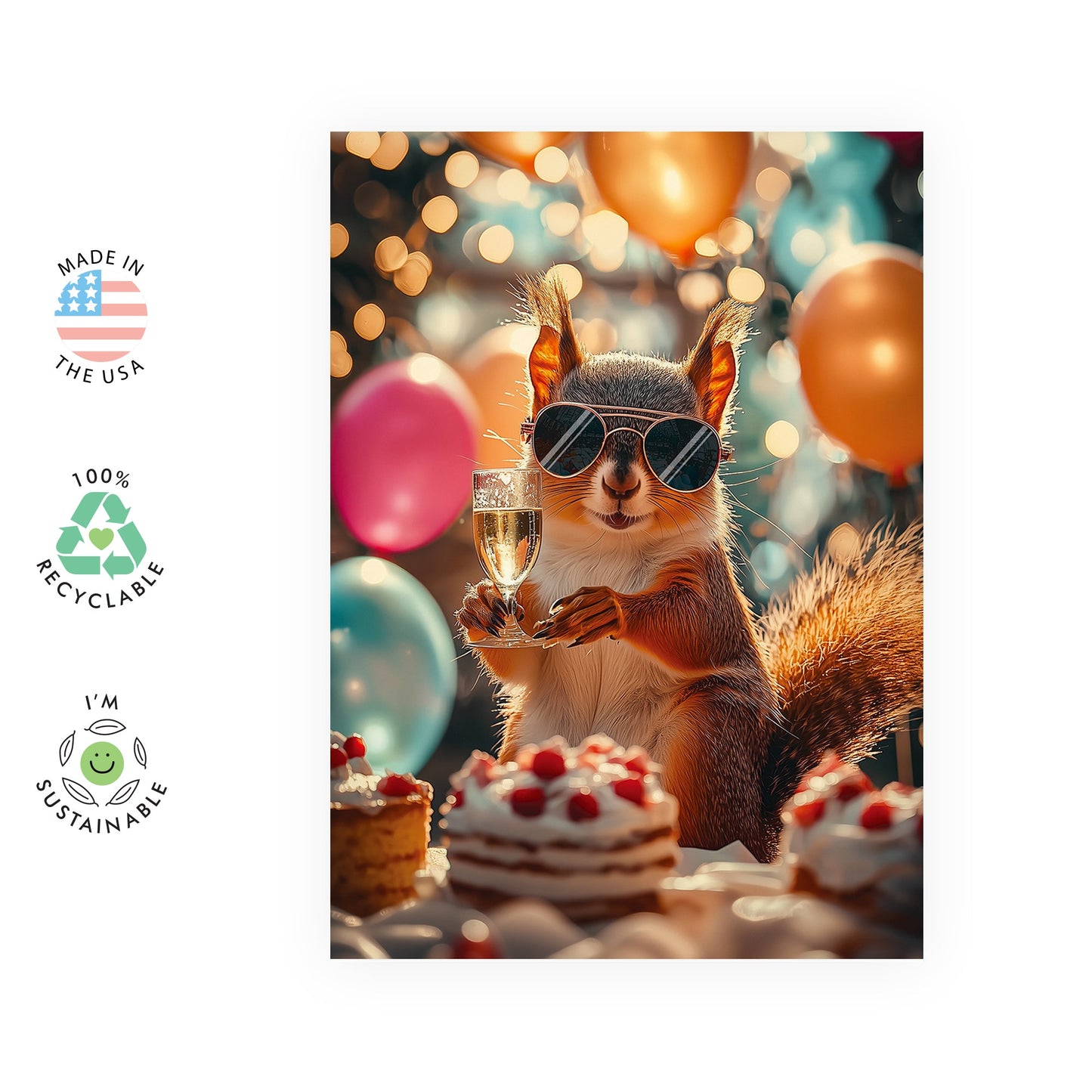 Cool Squirrel Birthday Card - 'Birthday Squirrel' - Gifts for Him, Her, Women, Men, Boys, Girls, Coworker, Friends, BFF - A Toast - Comes with Fun Stickers