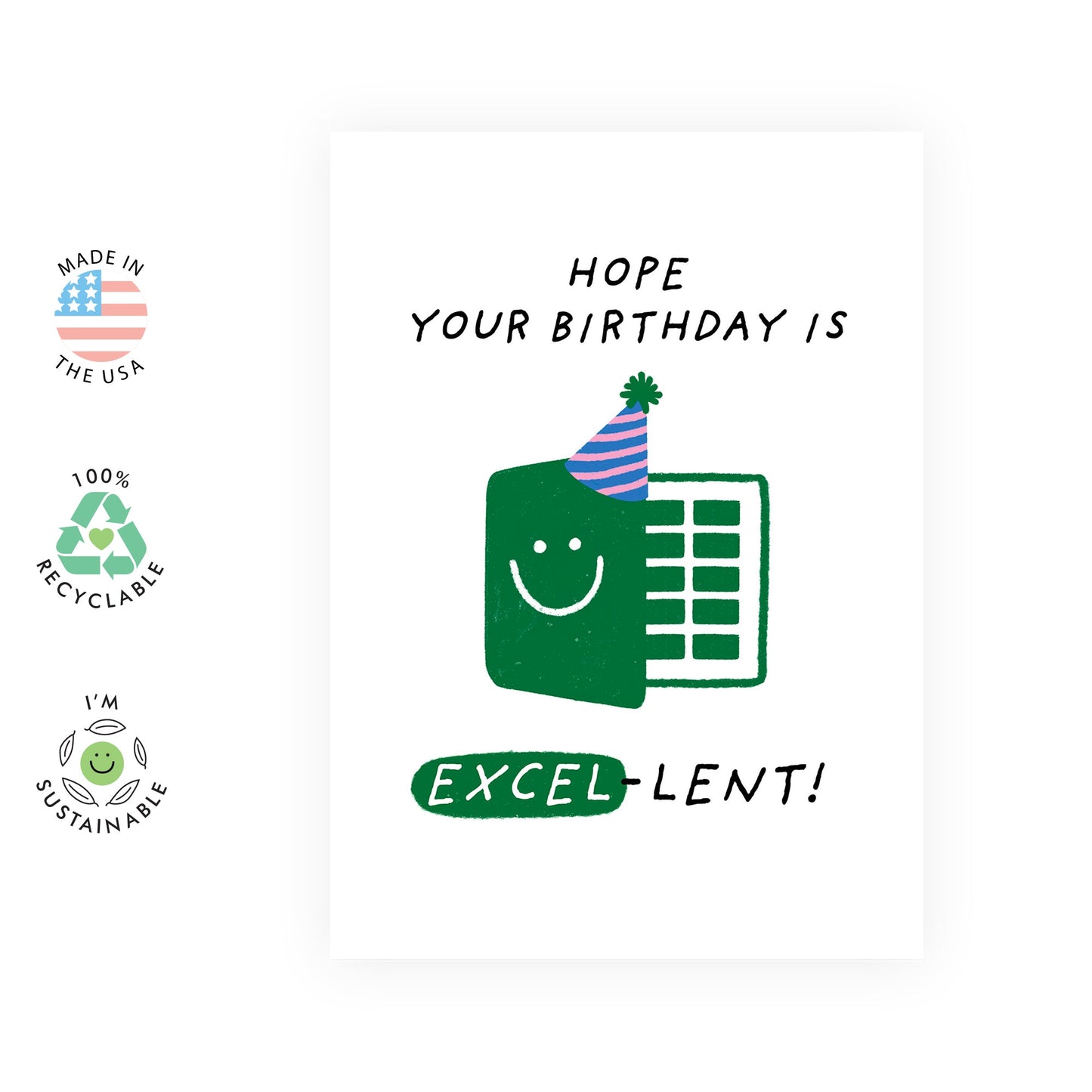 Birthday Card For Sheet Nerds - 'Hope Your Birthday Is Excel-Lent' - Gifts for Colleagues, Coworker, Brother, Friend, Officemate - Excel Pro - Comes with Fun Stickers
