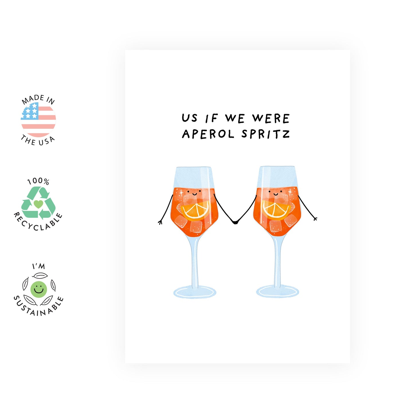 Delightful Love Card for Her or Him - 'Us If We Were Aperol Spritz' - Gifts for Babe, Boyfriend, Girlfriend, Wife, Husband - Drinks Valentines Day - Comes with Fun Stickers