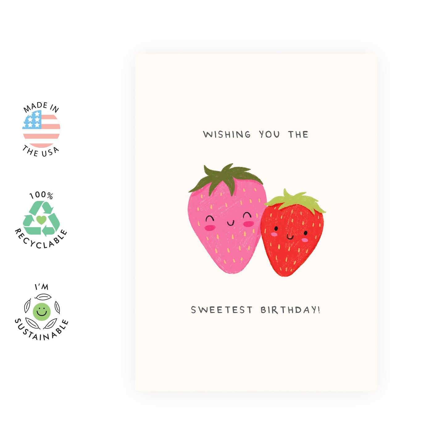 Cute Strawberry Birthday Card for Her β Greeting Gifts for Women, Girls, Little Sister, Mum, Daughter, Children, Kids, Granddaughter, Niece, Goddaughter -Sweet and Lovely Berries -Comes with Stickers