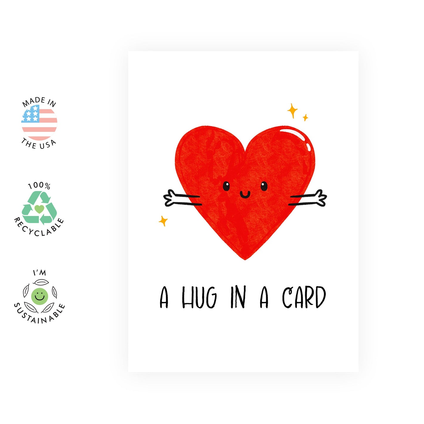 Cute Get Well Soon Card for Friends or Family β A Hug In A Card - Showing Emotional Support for Him, Her, BFF, Colleagues, Coworker, Neighbour - Heart Design - Comes with Stickers