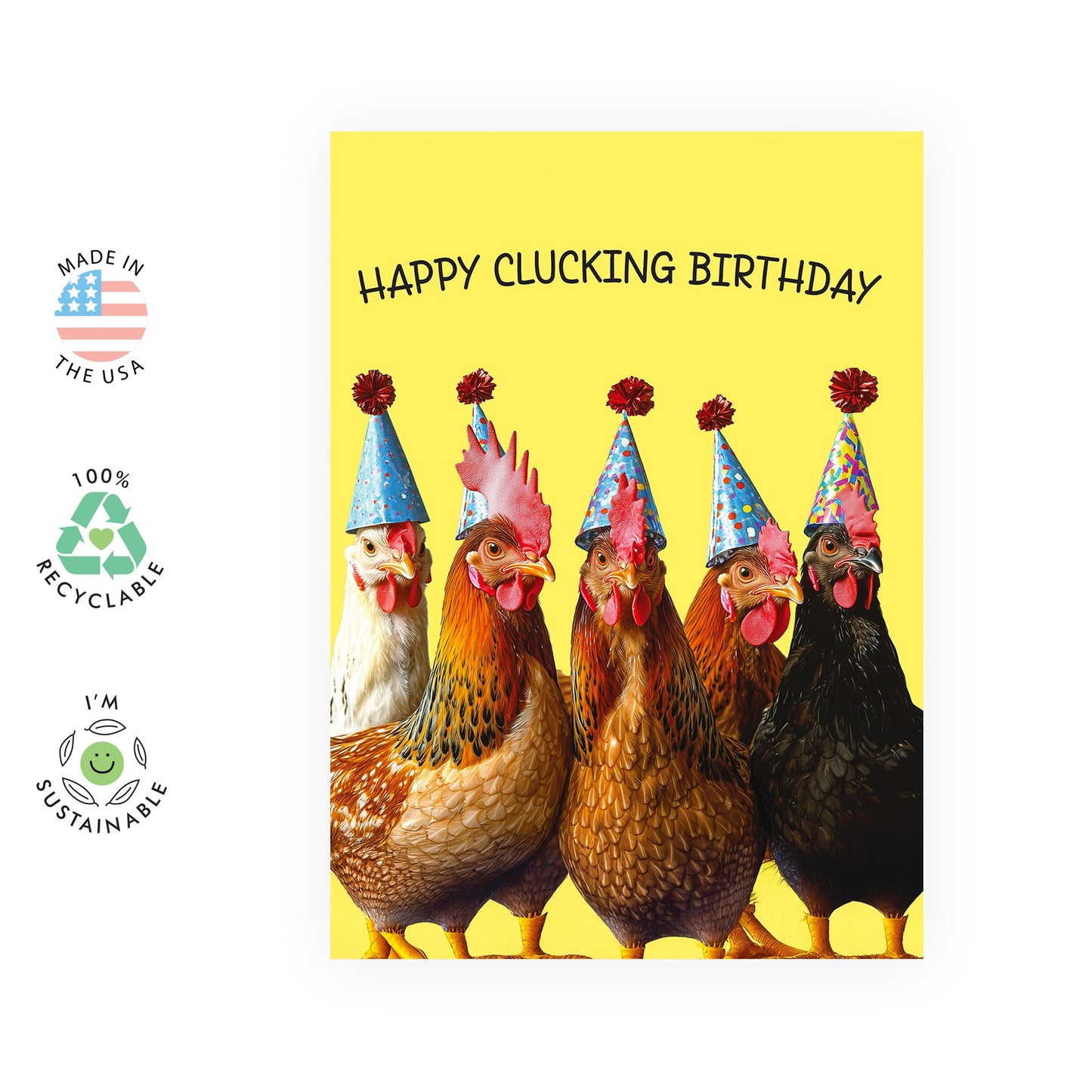 Funny Chicken Greeting Card β "Happy Clucking Birthday" β Quirky Farm Animal Greetings for Him, Her, Dad, Mom, Grandpa, Grandma, Friends, Farmers, Neighbour, Uncle, Aunt - Comes with Fun Stickers