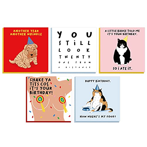 Funny Birthday Cards Multipack - 20 Pack Assortment - For Men Women Boys Girls Him Her