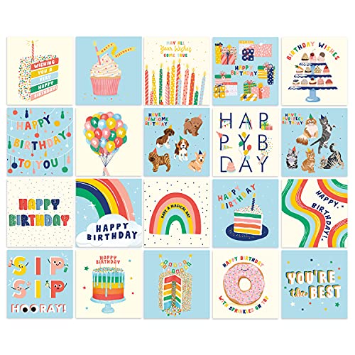 Sweet Birthday Cards Multipack - 20 Pack Assortment - For Men Women Boys Girls Him Her