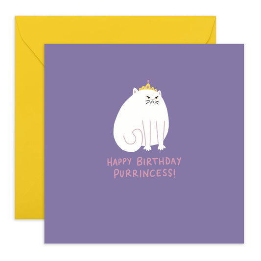Cat Birthday Card - Purrincess Cat - Funny Birthday Card For Men And Women - Birthday Gifts For Cat Lovers - Birthday Card For Friends Pet Owners - Comes With Fun Stickers By Central 23