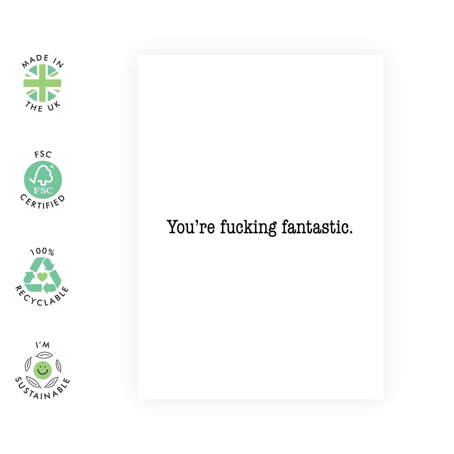 I Love You Cards For Him Her - You're F*cking Fantastic - Heartfelt Congratulations Cards For Men And Women - Greeting Cards For Sister Brother Son Daughter - Comes With Stickers By Central 23