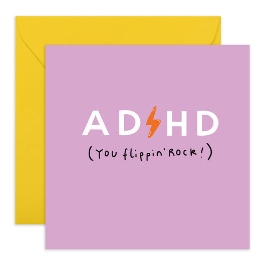 Motiviational Greeting Cards for Him Her - ADHD You Flippin’ Rock – Gifts for Friends, Colleagues, Loved Ones, Coworkers, Neighbour, BFF, Besties, Brother, Sister - Comes with Fun Stickers