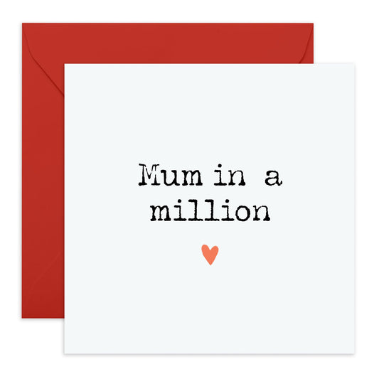 Sweet Birthday Card For Mum - Mum In A Million - Thank You Greeting Cards And Envelopes For Mummy - Happy Mother's Day Cards For Women - Gifts For Her - Comes With Cute Stickers By Central 23