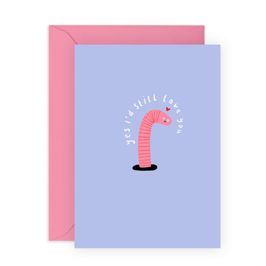 Worm Anniversary Card - 'Worm Love You' - Romantic Gifts for Wife, Husband, Girlfriend, Boyfriend, Him, Her, Partner, Married Couples, Spouse, Other Half - Valentines Day - Comes with Fun Stickers