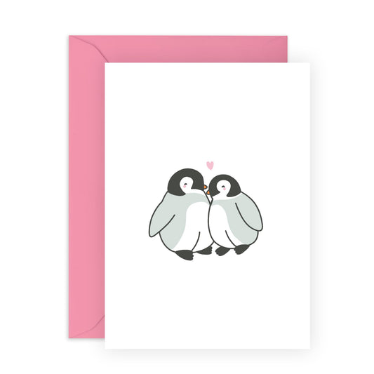 Adorable Animals Anniversary Card - 'Cute Penguins' - Anniversary & Valentines Gifts for Married Couples, Parents, Husband, Wife, Boyfriend, Girlfriend - Cuteness - Comes with Fun Stickers