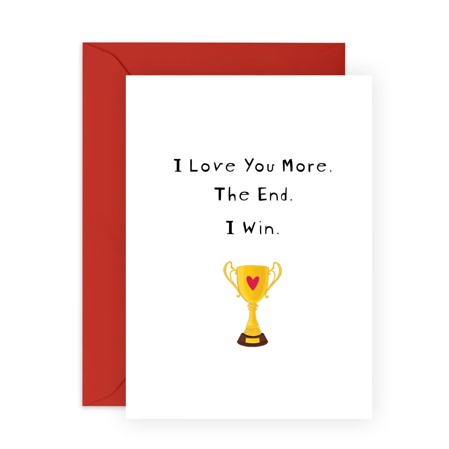Cute I Love You Card - 'I Win Love' - Gifts for Husband, Wife, Girlfriend, Boyfriend, Married Couples, His, Her - Trophy - Comes with Fun Stickers