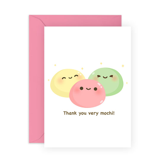 Kids Thank You Cards - Cute Greeting Cards For Men Women - Thank You Very Mochi - Appreciation Card For Son Daughter Niece Nephew - Comes With Stickers - By Central 23
