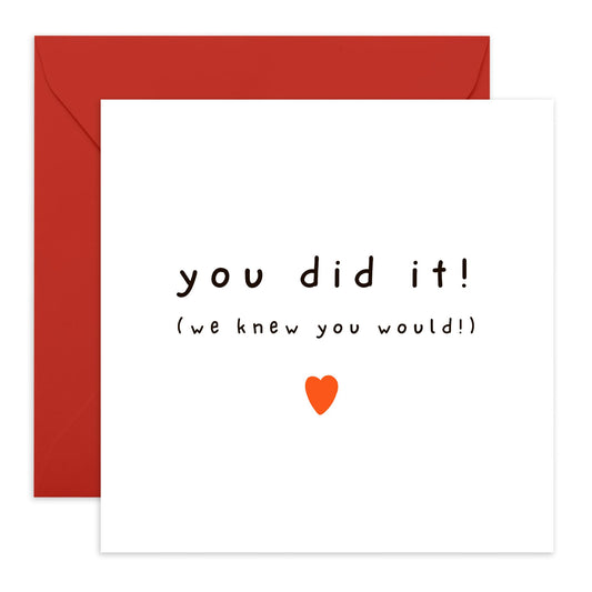 Congratulations Card - 'You Did It We Knew It' - Gifts for Colleagues, Co-workers, Son, Daughter, Niece, Nephew, Family, Relatives, Students - Good Job - Comes with Fun Stickers