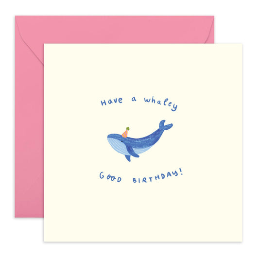 Hat Wearing Whale Birthday Card - 'Have A Whaley Birthday' - Gifts for Women, Friends, BFF, Her, Coworker, Colleague - Positivity - Comes with Fun Stickers