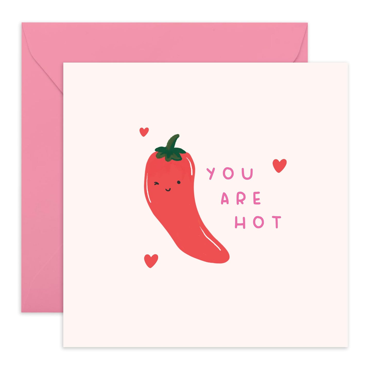 Cute Valentines Day Card - 'You Are Hot' - Loving Gifts for Wife, Husband, Girlfriend, Boyfriend, Him, Her, Partner, Married Couples, Babe, Darling - Chili - Comes with Fun Stickers