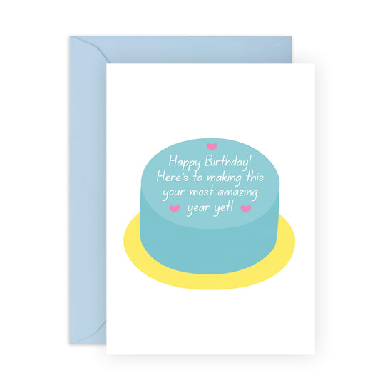 Birthday Greeting Card - 'MOST AMAZING YEAR YET' - Perfect for Celebrating Birthdays with Excitement and Joy - Ideal for Friends Sisters and Family Ready to Shine - Comes With Stickers By Central 23
