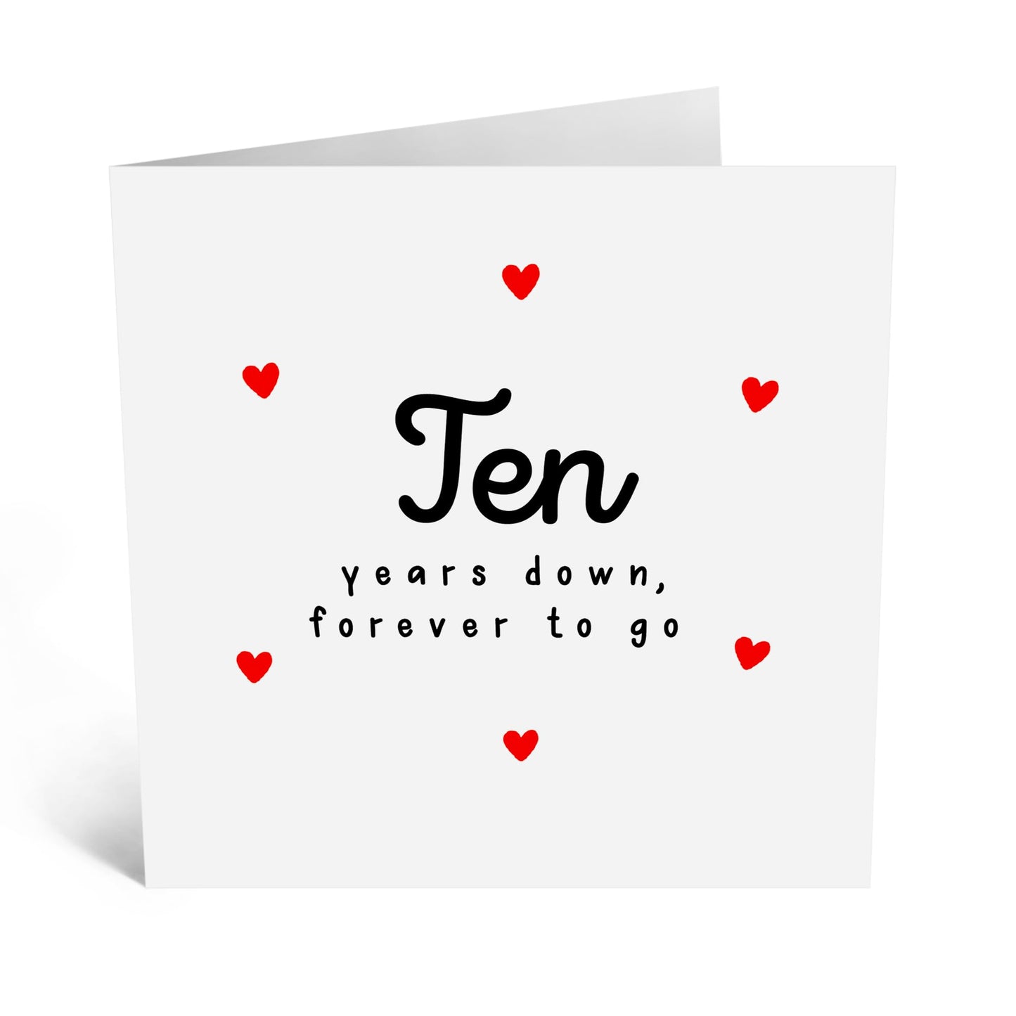 10th Anniversary Card For Him Her Husband Wife - Ten Years Down Forever To Go - Happy Ten Year Anniversary For Boyfriend Girlfriend Partner - I Love You Gifts - Comes With Stickers By Central 23