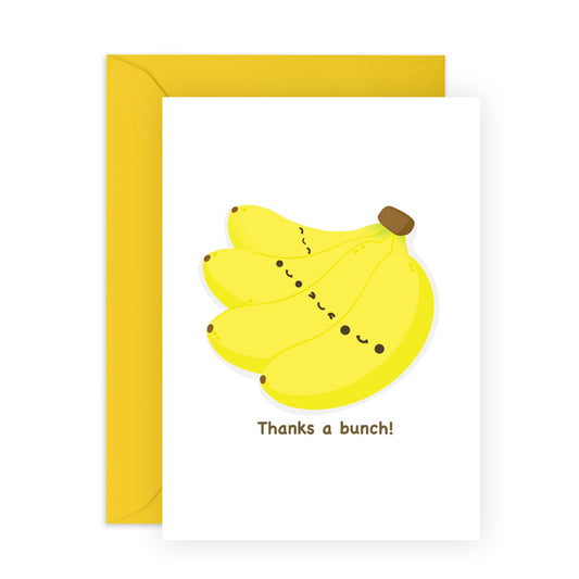 Funny Thank You Card - Thanks A Bunch Banana - Food Pun - Humorous Thank You Cards For Men Women - Appreciation Gifts For Mum Dad Son Daughter - Comes With Stickers - By Central 23