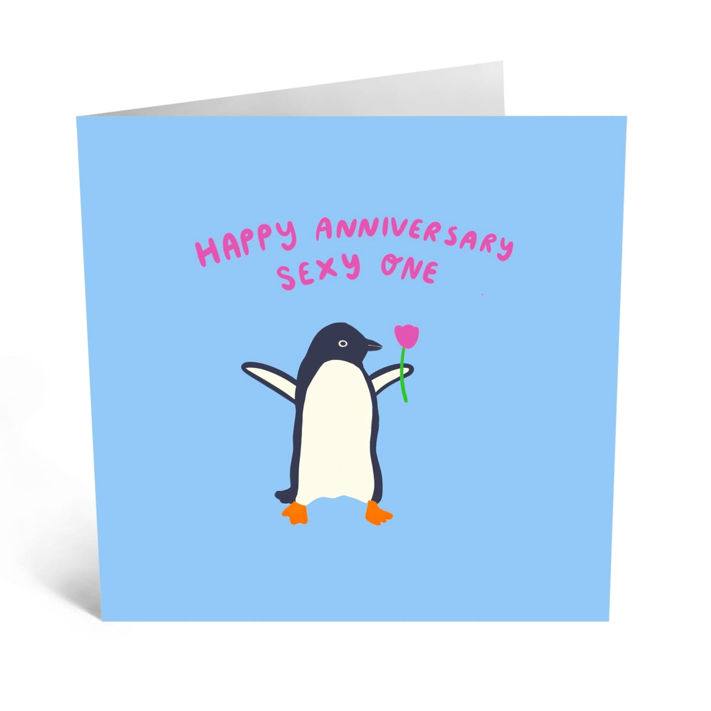 Anniversary Greeting Card - 'PENGUIN ANNIVERSARY' - Perfect for Celebrating with a Cute Playful Penguin Design - Ideal for Adding Joy and Love to Your Special Day - Comes With Stickers By Central 23