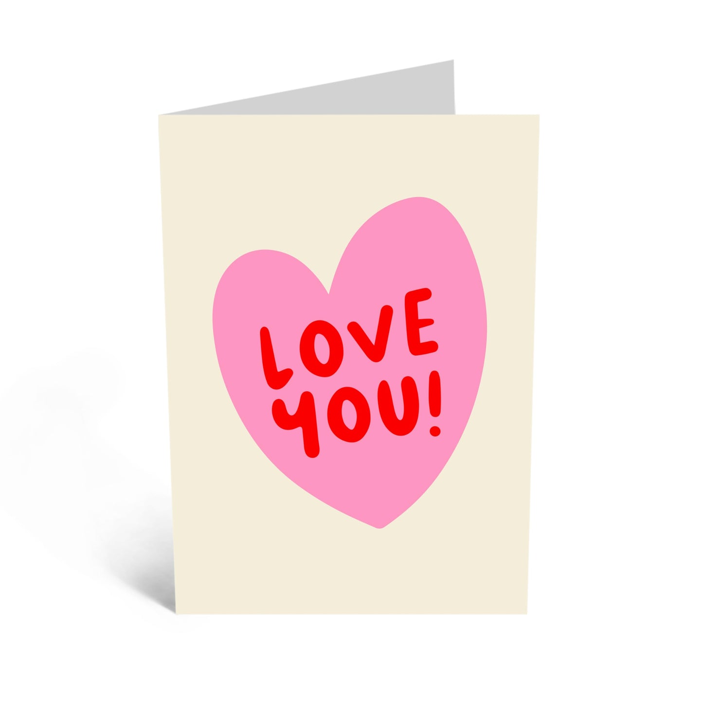 Sweet Greeting Card - 'LOVE YOU PINK HEART' - Perfect for Expressing Affection with a Touch of Charm - Ideal for Her, Friends, Girlfriend, Wife, Mums, Mummy's, BFFs - Comes With Stickers By Central 23