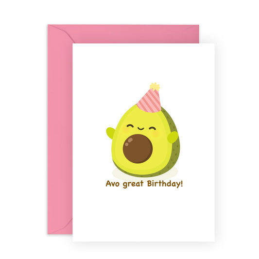 Birthday Cards For Women - Avo Great Birthday - Food Pun - Birthday Greetings Cards For Female Ladies Teenagers - Gifts For Her - Comes With Stickers - By Central 23