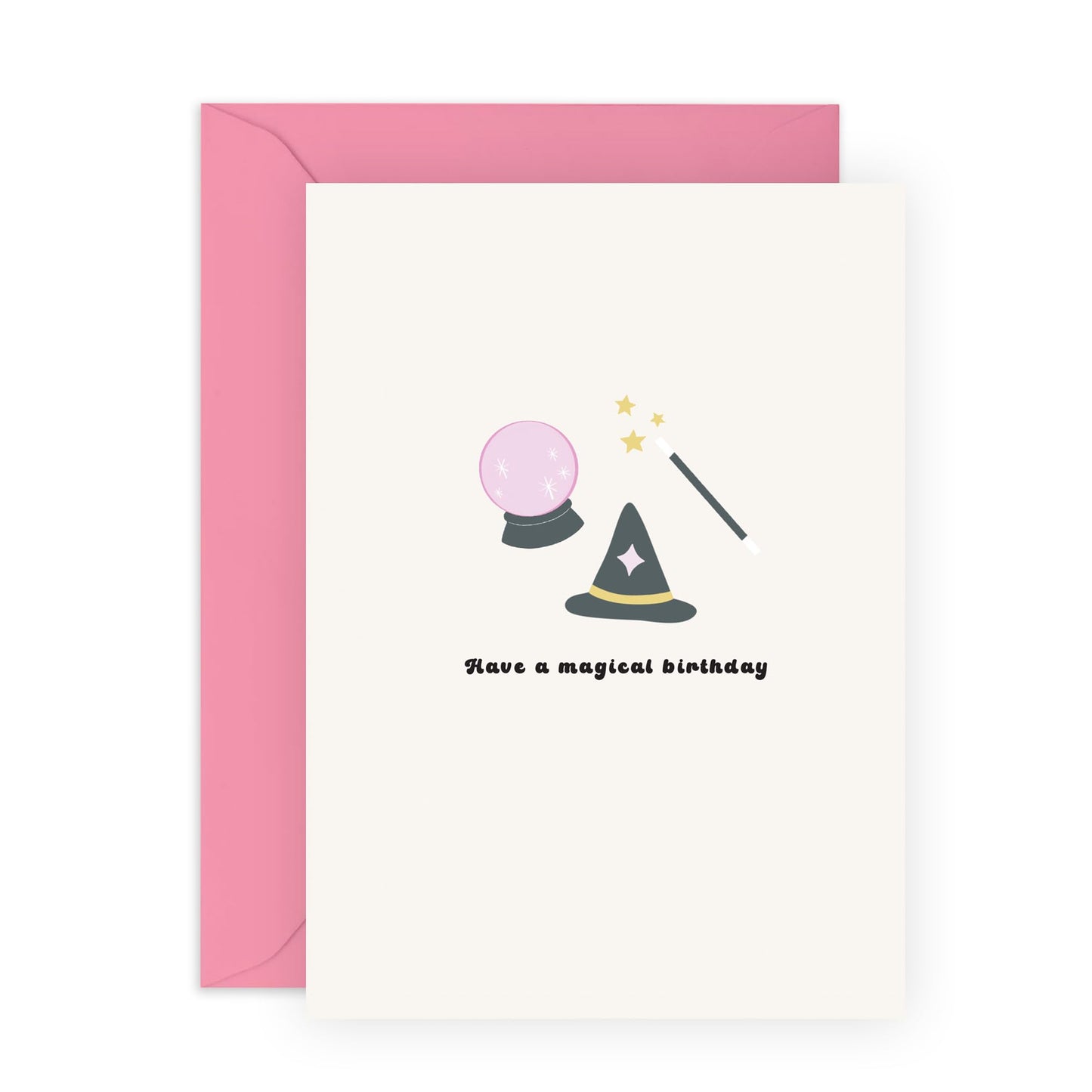 Magical Birthday Card – Gifts for Friends, Kids, Boys, Girls, Colleagues, Sister, Brother or Family- Wizard Themed Greeting Card with Crystal Ball and Wand – Comes with Fun Stickers
