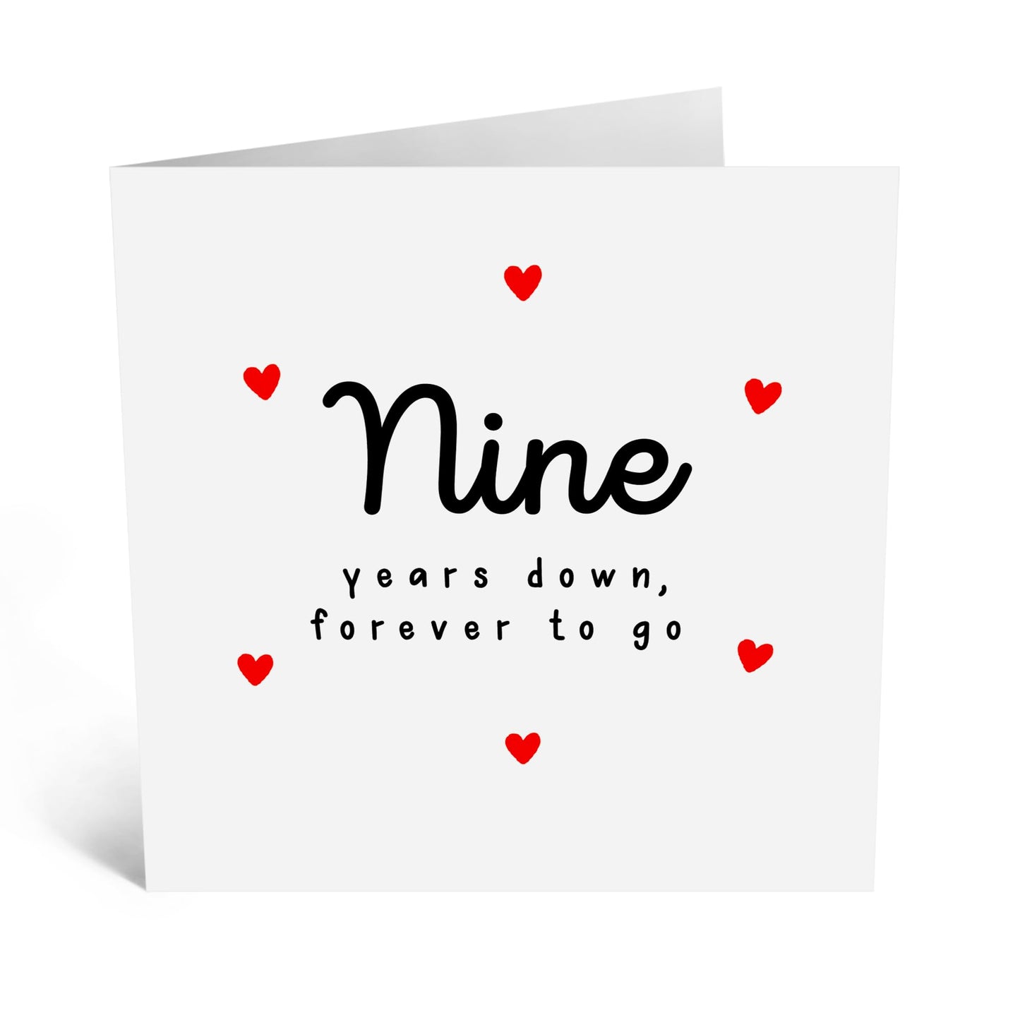 Anniversary Card For Him Her Husband Wife - Nine Years Down Forever To Go - Happy 9th Anniversary For Boyfriend Girlfriend Partner - Nine Years - I Love You Gifts - Comes With Stickers By Central 23