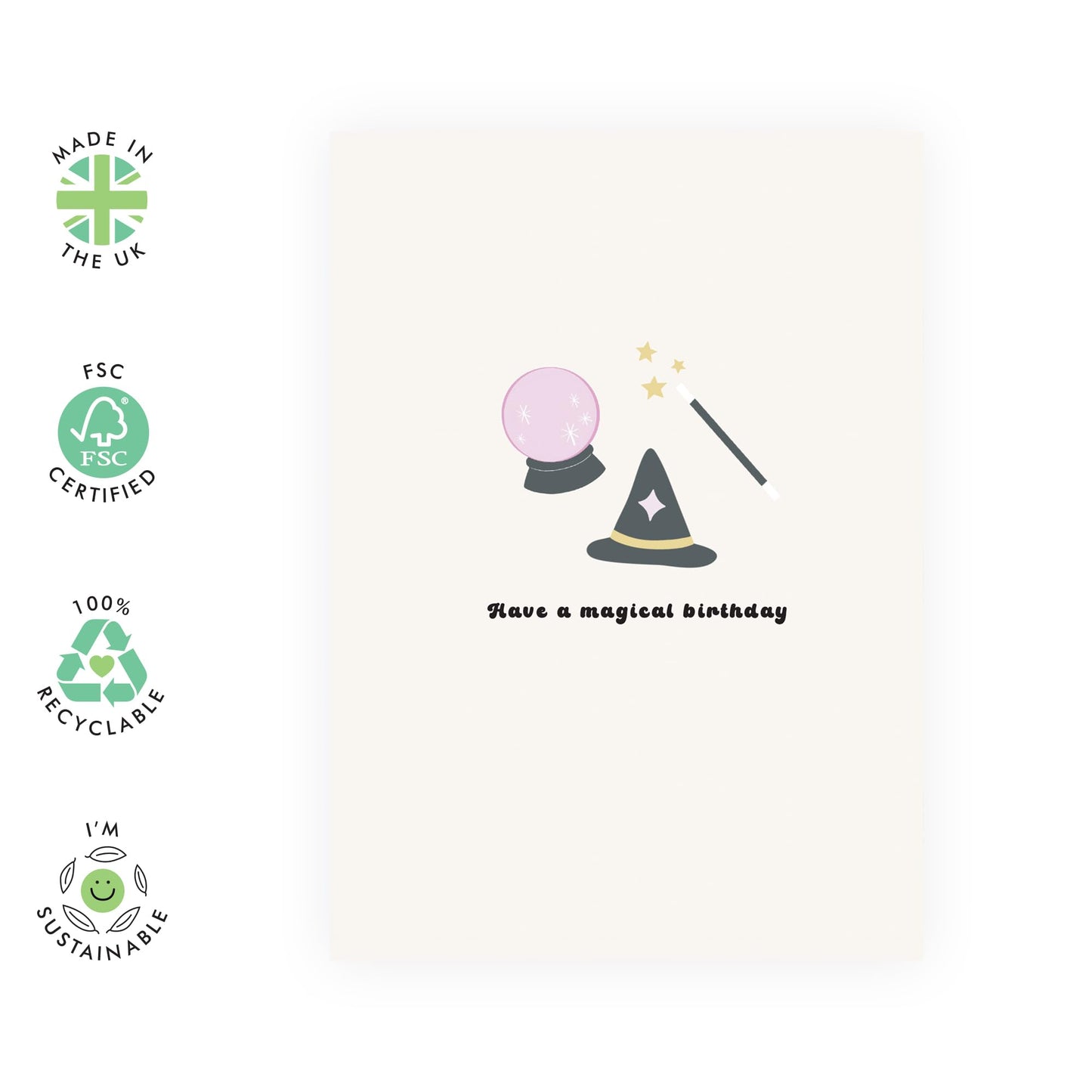 Magical Birthday Card – Gifts for Friends, Kids, Boys, Girls, Colleagues, Sister, Brother or Family- Wizard Themed Greeting Card with Crystal Ball and Wand – Comes with Fun Stickers