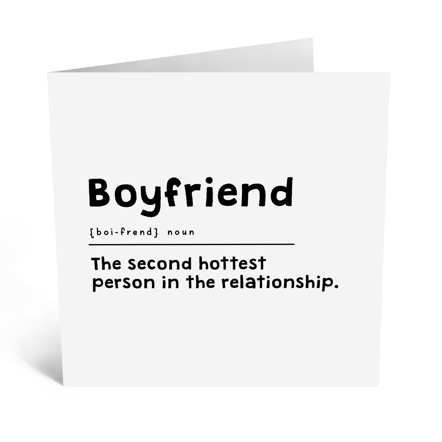 Quirky Greeting Card - 'BOYFRIEND SECOND HOTTEST' - Perfect for Adding a Fun and Flirty Touch to Any Occasion - Ideal for Boyfriends, Partners, and Special Someone - Comes with Stickers By Central 23
